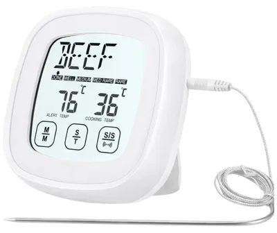 Immagine prodotto di Verk 09242 Termometro digitale per carne con sonda esterna e display LCD, bianco