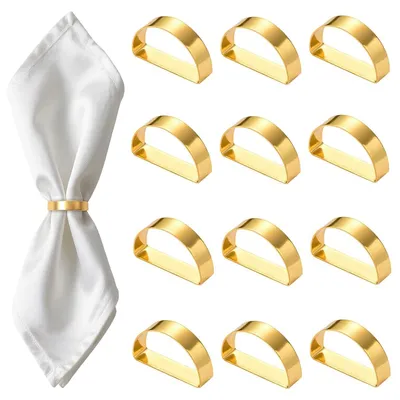 Productafbeelding van Servetringen - 12 stuks, van metaal - voor stoffen servetten - goud, 4,8 x 3 cm