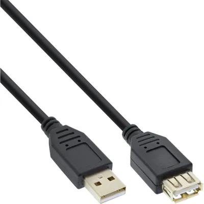 Image de InLine® 34615S Rallonge USB 2.0, prise/prise femelle, type A, noir, contacts or, 1,5m