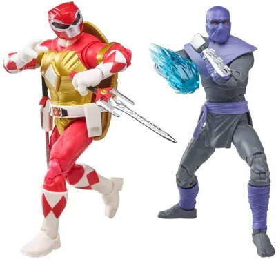 Imagen del producto de Figuras Power Rangers X Teenage Mutant Ninja Turtles Foot Soldier Tommy & Morphed Raphael Red Articuladas 15 cms