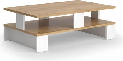 Immagine prodotto di Tavolino da salotto Vicco Belina Rovere dorato/bianco 80 x 50 cm con due livelli, Model 56266