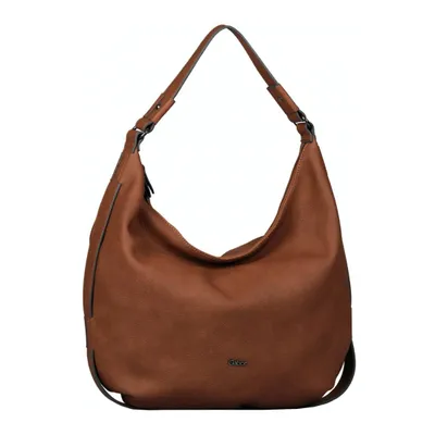 A brown hobo bag is shown against a white background.