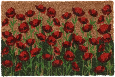 Produktbild von Sehr süße Landhaus Türmatte; Kokos Matte, Fussmatte Mohnblumen