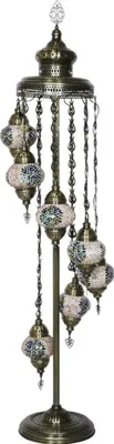 Image de Lampadaire mosaïque oriental multicolore - Hauteur 156 cm - Diamètre de la boule 13,5 cm - Douille E14