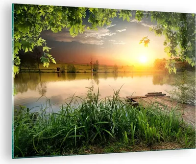 Produktbild von Bilder auf glas - Brücke See - 70x50cm - Glasbilder - Wandbilder - Bilder - Kunstdruck - zum Aufhängen bereit - Wanddekoration aus Glas - Glas Bilder - Wandbild auf Glas - Einteilig - GAA70x50-3914