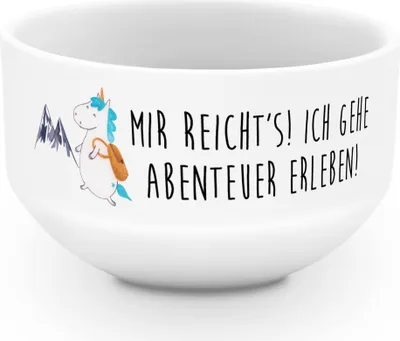 Produktbild von Mr. & Mrs. Panda Bowlschale Einhorn Bergsteiger - Weiß - Geschenk, Müslischale, Suppenschüssel, Obstschale, Müslischüssel, Berge, Reisen, Schüssel, salatschälchen, Urlaub
