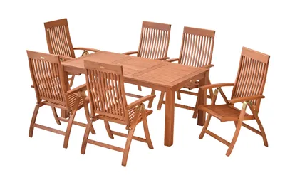 Produktbild von Merxx 7tlg. Gartenmöbelset Comodoro, 6 Klappsessel, Tisch 170 x 90 cm - Eukalyptus