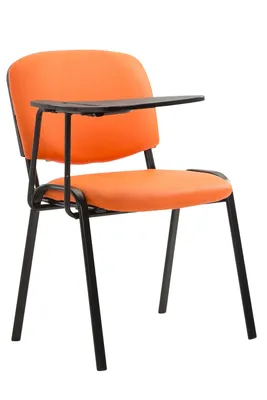 Produktbild von TPFLiving Besucherstuhl Konferenzstuhl Keen mit Klapptisch Kunstleder mit Gestell Schwarz / Bezug Orange