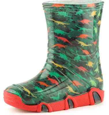 Produktbild von Ladeheid Kinder Mädchen Jungen Gummistiefel Gefüttert SwkBW (Dunkles Türkis Dinosaurier, 25/26)