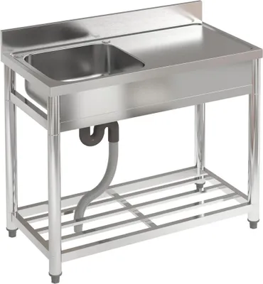 Produktbild von Edelstahl Spüle freistehend kommerzielle Spüle Küchenspüle Spülbecken Waschbecken Spültisch Edelstahlspüle Gastronomie Spüle 100x50x80cm