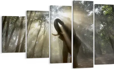 Produktbild von Bild auf Leinwand - Leinwandbild - Elefant Dschungel  - 100x60cm - Wand Bild - Wanddeko - Leinwanddruck - Bilder - Kunstdruck - Wanddekoration - Leinwand bilder - Wandkunst - EG100x60-3835