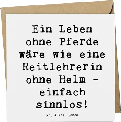 Produktbild von Mr. & Mrs. Panda Klappkarte Spruch Reitlehrerin ohne Pferd - Weiß - Geschenk, Berufe, Reiten, Grußkarte, Reitausbildung, anlasskarte, Pferdemädchen, Glückwunschkarte