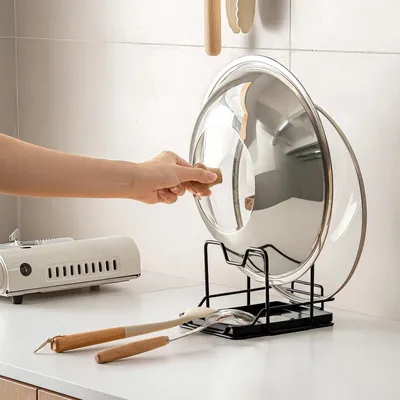 Obrázek produktu pro Držák na poklice s odkapávací miskou do kuchyně, vhodný pro poklice o průměru až 39,9 cm