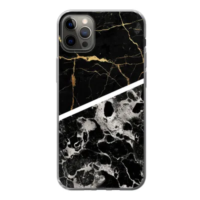 Produktbild von MuchoWow® Handyhülle Schutzhülle Hülle für iPhone 12 Pro Max Marmor - Gold - Luxus Silikon Softcase Handy Hülle - Hartschale