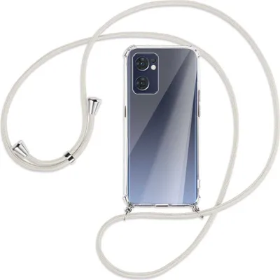 Produktbild von Handykette Backcover-Schutzhülle mit Band (Metall silberfarben) für Oppo Reno7 5G / Find X5 Lite - broken white