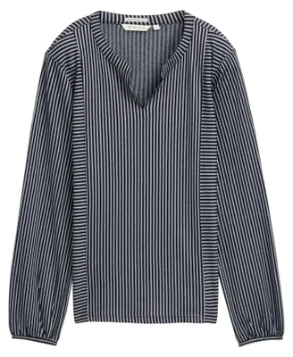 Produktbild von TOM TAILOR Langärmlige Bluse mit V-Ausschnitt und feinen Streifen Größe: M