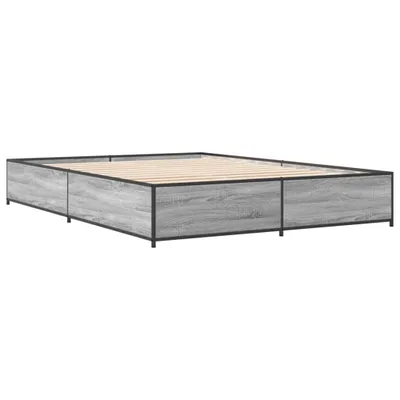 Produktbild von Bettgestell Grau Sonoma 120x190 cm Holzwerkstoff und Metall