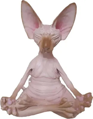 Produktbild von INF Sphynx Katze Statue: Meditierende Buddha Katze Figur aus Resin Rosa