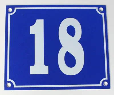 Produktbild von Hausnummernschild Aluminium Aluschild 1 mm Stärke Alu Schild Nr. 18 blau