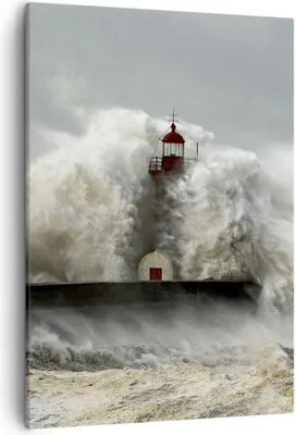 Produktbild von Bild auf Leinwand - Leinwandbild - Einteilig - Leuchtturm Ozean Sturm - 50x70cm - Wand Bild - Wanddeko - Wandbilder - Leinwanddruck - Wanddekoration - Leinwand bilder - Wandbild - PA50x70-2442