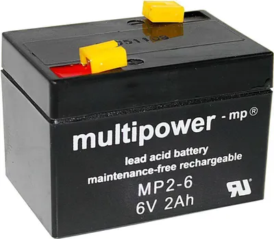 Produktbild von Multipower Blei-Akku MP2-6 b 6V / 2Ah Faston 4,8