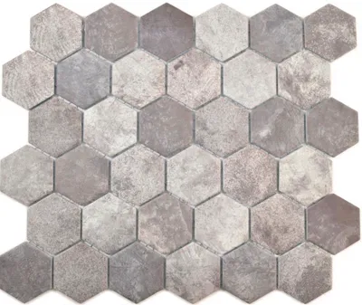 Produktbild von Keramik Mosaik Hexagon Zement dunkelgrau Mosaikfliese Wand Fliesenspiegel Küche Bad