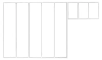 Produktbild von Innenfenster aus pulverbeschichtetem Aluminium Weiß 150 x 130 cm + Oberlicht 73 x 40 cm (B x H) – BAYVIEW
