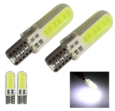 Imagen del producto de Juego de 2 bombillas LED para luces de posición, modelo T10 W5W – LED COB, luz blanca fría de 6000 K, 12 V, compatible con CANbus (sin errores)
