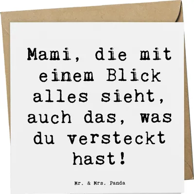 Produktbild von Mr. & Mrs. Panda Klappkarte Spruch Mami Superkraft - Weiß - Geschenk, herzerwärmende Sprüche, faltkarte, doppelkarte, Glückwunschkarte, Geschenke, Muttersein, Liebe, Mom