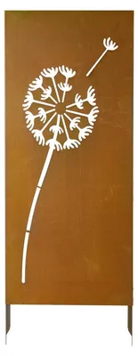 Image de Panneau brise-vue en métal, 61 x 160 cm. Clôture brise-vue moderne autoportante, panneau de séparation de jardin avec piquets d'ancrage allongés et plaque en acier, séparateur d'extérieur autoportant pour jardin, cour ou mur