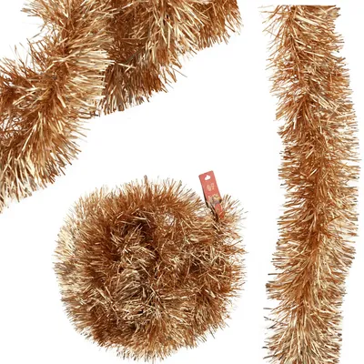 Productafbeelding van Gouden metalen kerstboomketting, 2 meter lang, dik