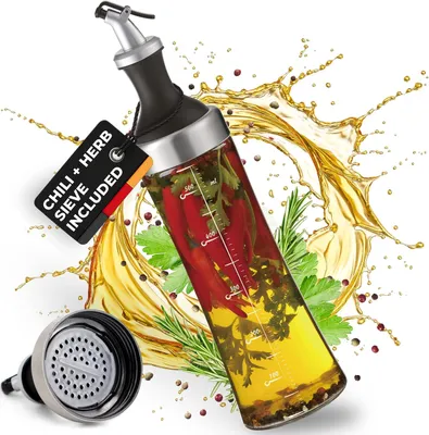 Immagine prodotto di Bottiglia di olio da cucina da 570 ml con filtro per erbe aromatiche e beccuccio dosatore