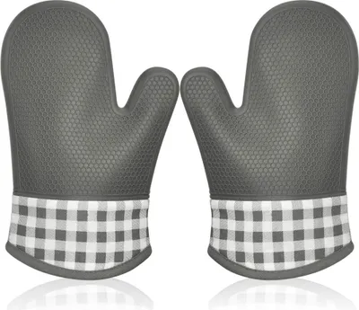 Produktbild von Hitzebeständiger Silikon-Ofenhandschuh, Ofenhandschuh, Ofenhandschuhe, Ofenhandschuh, Isolierhandschuhe, Dicker Küchenhandschuh, Ofen für Grillen, Kochhandschuhe, Profi, 1 Paar