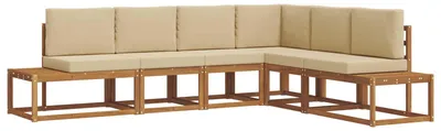Produktbild von vidaXL Outdoor-Sofagarnitur mit Kissen 6 Stück Natur und Beige