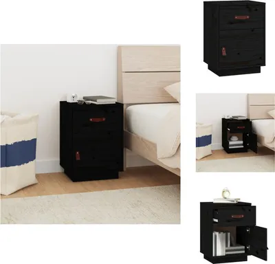 Produktbild von vidaXL Nachttisch Schwarz 40x34x55 cm Massivholz Kiefer -  Nachttische