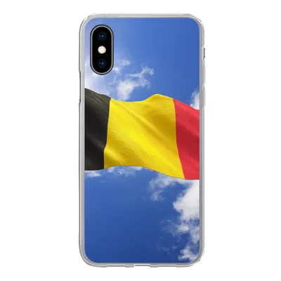 Produktbild von MuchoWow® Handyhülle Schutzhülle Hülle für iPhone X Die Flagge Belgiens weht am Himmel Silikon Softcase Handy Hülle - Handyhülle