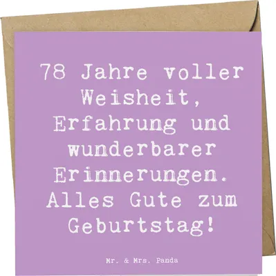 Produktbild von Mr. & Mrs. Panda Klappkarte Spruch 78. Geburtstag - Lavendeltraum - Geschenk, Grußkarte, Glückwunsch, faltkarte, doppelkarte, Glückwunschkarte, 78 Jahre alt, Alter