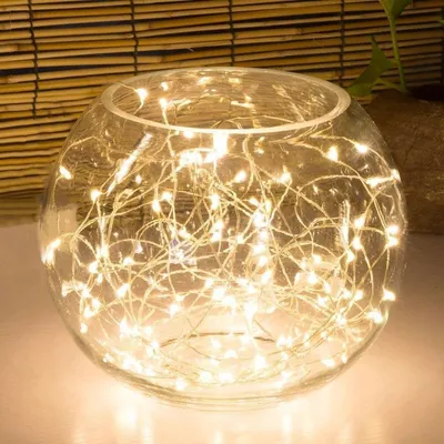 Image de Guirlande lumineuse d'intérieur avec minuterie 100 LED blanc chaud Guirlande lumineuse filaire Lumière décorative 9,9m, couleur:argent
