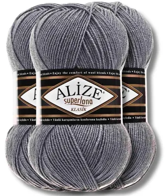 Productafbeelding van Alize 3x 100g Superlana Klasik garen, effen kleur, geschikt voor haken en breien (87)