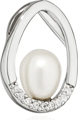 Produktbild von NKlaus Kettenanhänger Oval Zirkonia mit Süßwasserperle 925 Silber 15x11mm Amulett 15386