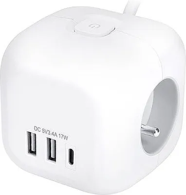 Obrázok produktu pre Predlžovací kábel 2m/3z+V+USBC+2xUSB SOLIGHT PP145C PK23VUSB