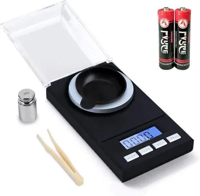 Image de Pèse-personne numérique - Balance numérique précise au milligramme, 50 g x 0,001 g, avec balance de poche, pince et poids d'étalonnage - format de poche professionnel