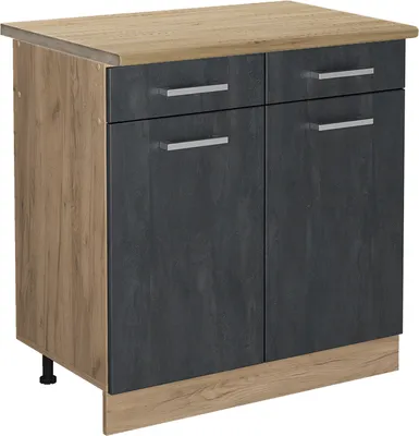 Immagine prodotto di Mobiletto base per cucina Vicco R-Line Calce nera 80 cm PL Rovere, Model 47525