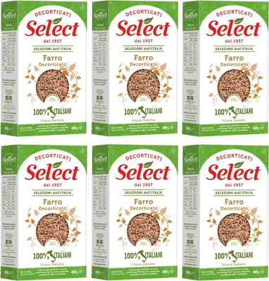 Produktbild von 6x Select Farro Decorticato Geschälter Dinkel 100% Italienische Hülsenfrüchte Papier Verpackung von 400g