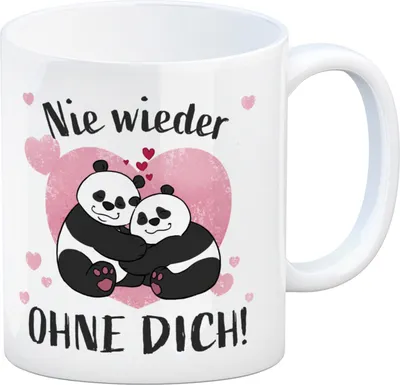 Produktbild von Panda Pärchen Kaffeebecher mit Spruch Nie wieder ohne dich