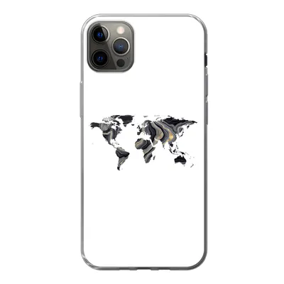 Produktbild von MuchoWow® Handyhülle Schutzhülle Hülle für iPhone 13 Pro Max Weltkarte - Gold - Linie Silikon Softcase Handy Hülle - Mobiltelefon