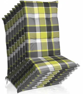 Image de Beautissu Lot de 8 coussins pour dossier haut 120 x 50 cm, rembourrage vert à carreaux