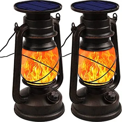 Produktbild von Shinmax Vintage Solarlaterne für Außen Hängende Solar Laterne Retro Design Solarlampen Draussen LED Sturmleuchte Solarleuchten IP65 Wasserdicht