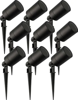 Produktbild von Ledvion - 9er Set, Gartenstrahler mit Erdspieß, IP65, GU10, 220-240V, LED Strahler, Gartenbeleuchtung mit Strom, Ohne GU10 Leuchtmittel, Drehbar, Wasserdicht
