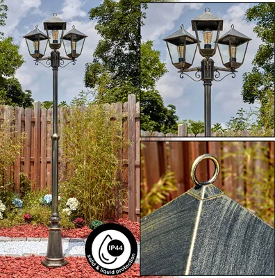 Produktbild von Bormida Außenwegeleuchte aus Metall/Glas in Schwarz/Goldfarben/Klar